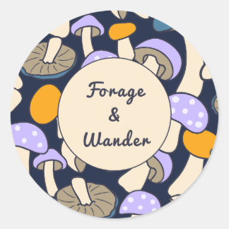 Fourageer & Wandel Retro Patroon Midnight Forest Ronde Sticker