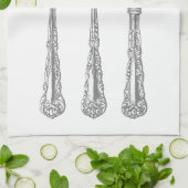 Fourche, cuillère, serviette de cuisine couteau, v (Plié)