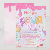 Fourever Sweet Girl 4ème anniversaire Invitation (Devant / Derrière)