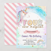 FOURever unicorn invitation magique anniversaire (Devant / Derrière)
