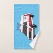 Fourgonnette d'ambulance rouge mignonne en dessin (Serviette à main)