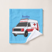 Fourgonnette d'ambulance rouge mignonne en dessin (Gant de toilette)