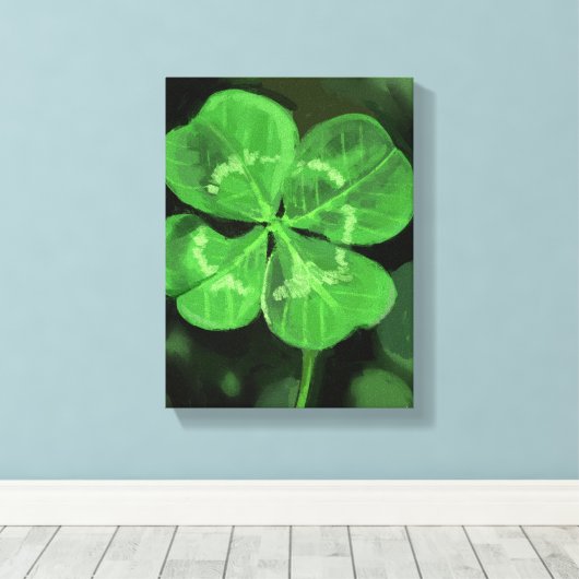 Fourleaf Clover Painting - Still-Life Illustration Canvas Afdruk (Insitu (Houten vloer))