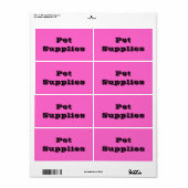 Fournitures d'animaux en Étiquettes de déplacement (Feuille entière)