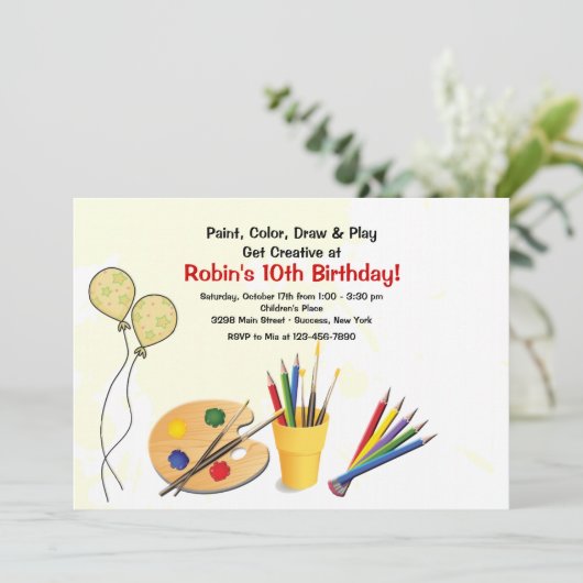 Fournitures d'art Invitation fête d'anniversaire (Debout devant)