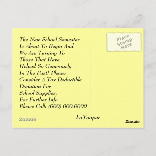 FOURNITURES DE CARTE POSTALE FOURNITURES ÉCOLE RAP (Dos)