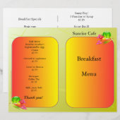 Fournitures de restaurant, menu échantillon, Sunny (Devant / Derrière)