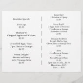 Fournitures de restaurant, menu échantillon, Sunny (Dos)