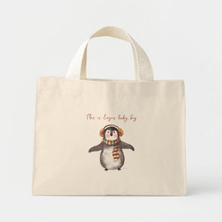 Fourre-tout de Noël personnalisée. Sac à pingouin 