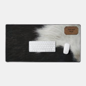 Fourrure de vache et cuir noir et blanc Faux (Clavier et souris)