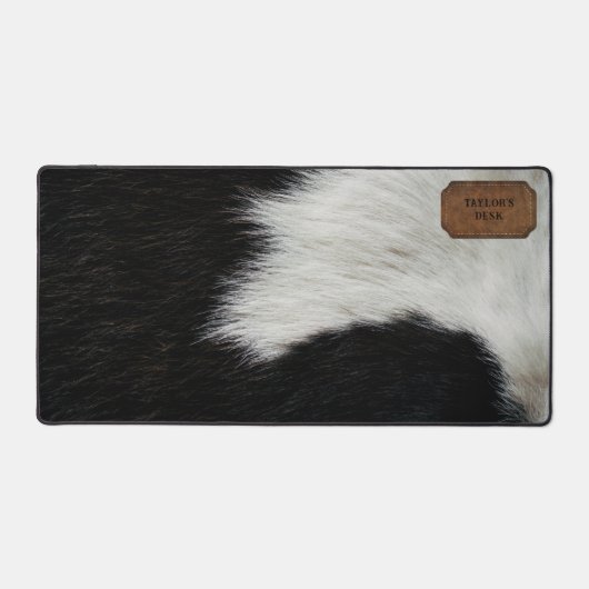 Fourrure de vache et cuir noir et blanc Faux (Recto)