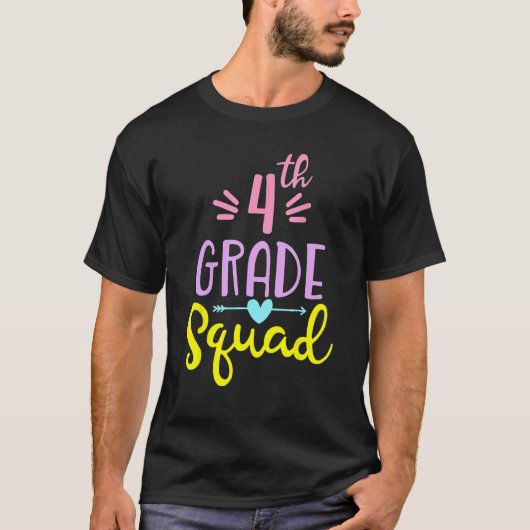 Fourth 4th Grade Squad Back To School Teacher Stud T-shirt (Voorkant)