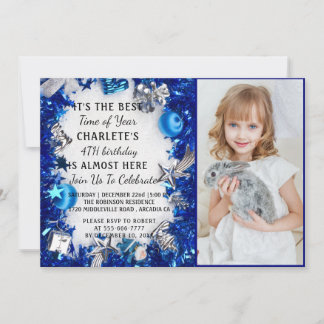 fourth Christmas Birthday Party photo  Invitation Kaart