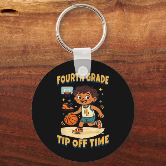 Fourth Grade Basketball Tip Off Game Day Vibes Sleutelhanger (Voorkant)