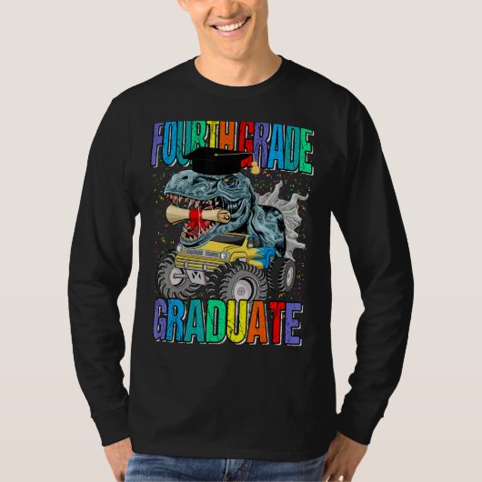 Fourth Grade Graduate Monster Truck Dinosaur Gradu T-shirt (Voorkant)