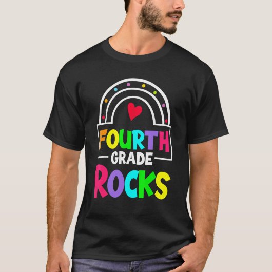 Fourth Grade Rocks Rainbow 4th Grade Back To Schoo T-shirt (Voorkant)