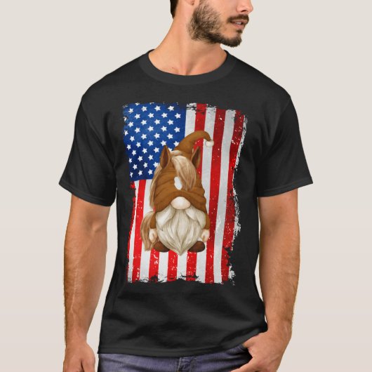 Fourth Of July Gnome Graphic Patriotic Horse Ameri T-shirt (Voorkant)