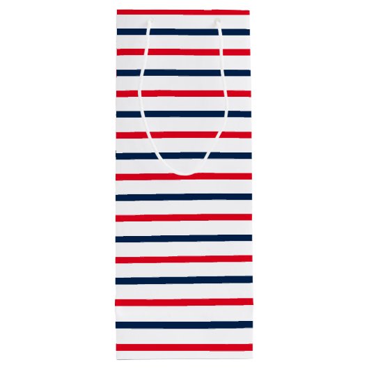 Fourth of July red white blue stripes patriotic Wijn Cadeautas (Achterkant)