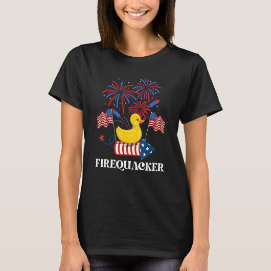 Fourth Of July Usa Patriotic Firecracker Rubber Du T-shirt (Voorkant)
