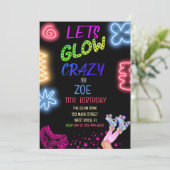Fous de lueur Patinage Neon Invitation Anniversair (Debout devant)