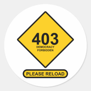 Fout 403: Democratie verboden Ronde Sticker