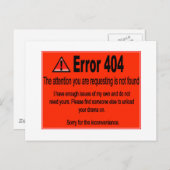 Fout 404 briefkaart (Voorkant / Achterkant)
