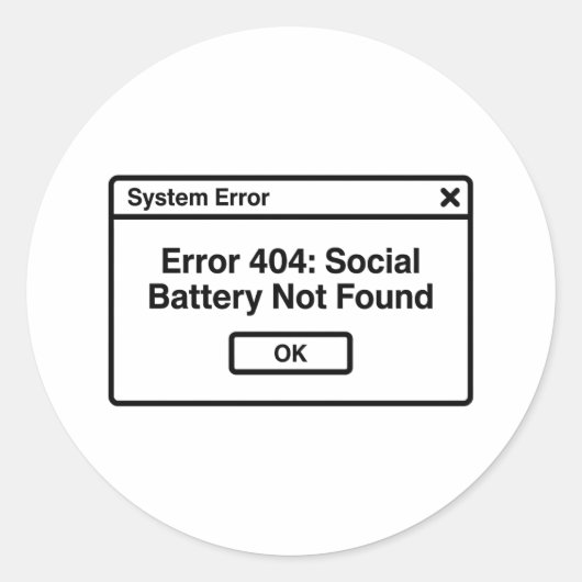 Fout 404: Motivatie Ronde Sticker (Voorkant)