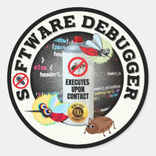Foutopsporing voor software ronde sticker