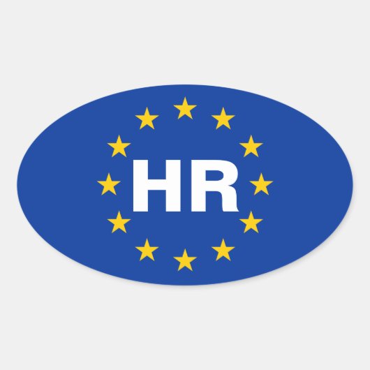 FOUW Kroatië "HR" EU-vlag Ovale Sticker (Voorkant)