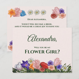 Fowers Painting wordt mijn Bloemenmeisje Uitnodiging Briefkaart