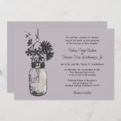 Fowers sauvages & Mason Jar Wedding Invitations (Devant / Derrière)