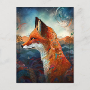 Fox Abstract Surreal Modern Boho Fantasy Art Briefkaart