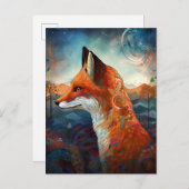 Fox Abstract Surreal Modern Boho Fantasy Art Briefkaart (Voorkant / Achterkant)