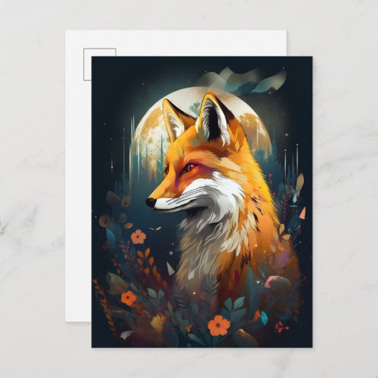 Fox Abstract Surreal Modern Boho Fantasy Art Briefkaart (Voorkant / Achterkant)