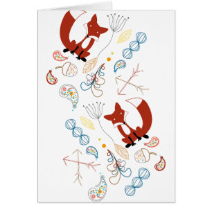 Fox Acorn Floral en Fern Woodland Patroon