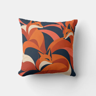 Fox After Hours Vet Oranje en Marineblauw Bos Kussen