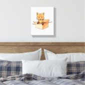 Fox als Baby in doos Canvas Afdruk (Insitu (Slaapkamer))