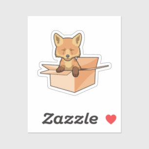 Fox als Baby in doos Sticker