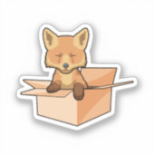 Fox als Baby in doos Sticker (Voorkant)
