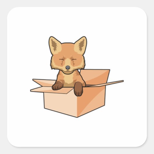 Fox als Baby in doos Vierkante Sticker (Voorkant)