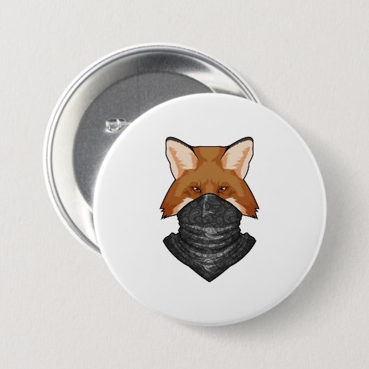 Fox als Bandit met Kerchief Ronde Button 7,6 Cm (Voorkant /achterkant)
