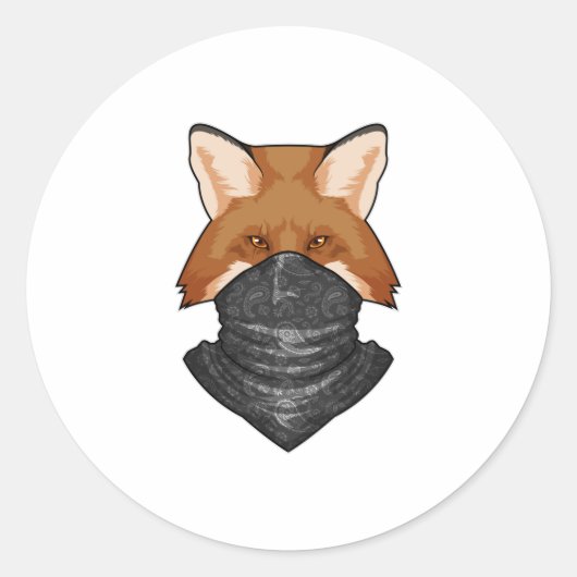 Fox als Bandit met Kerchief Ronde Sticker (Voorkant)
