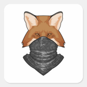Fox als Bandit met Kerchief Vierkante Sticker