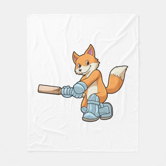 Fox als Batsman met cricket bat Fleece Deken (Voorkant)
