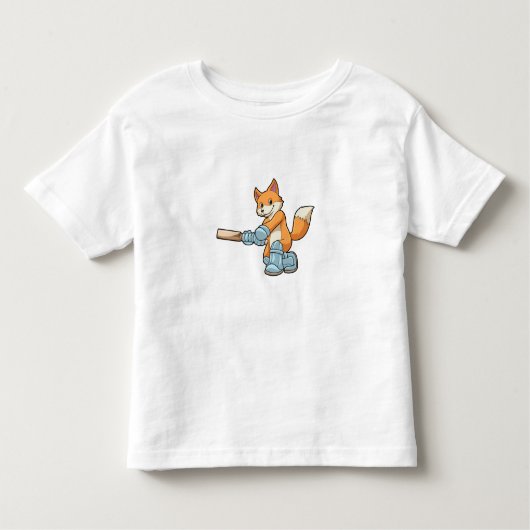 Fox als Batsman met cricket bat Kinder Shirts (Voorkant)