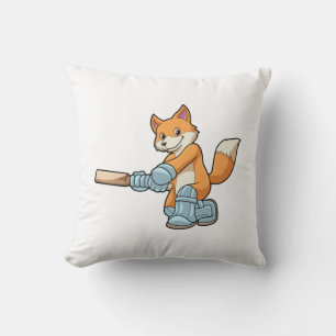 Fox als Batsman met cricket bat Kussen