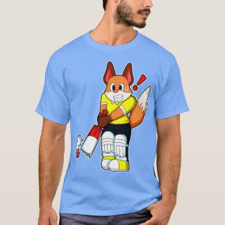 Fox als Batsman met cricket bat T-shirt