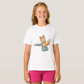 Fox als Batsman met cricket bat T-shirt (Voorkant volledig)