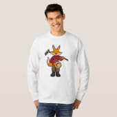Fox als boer met rake en Pet T-shirt (Voorkant volledig)