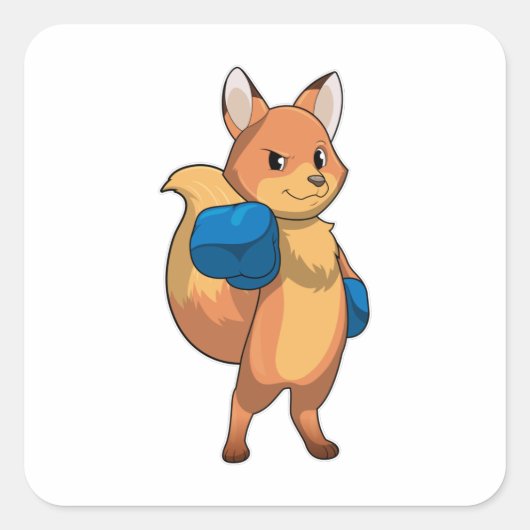 Fox als Boxer met Boxing-handschoenen Vierkante Sticker (Voorkant)